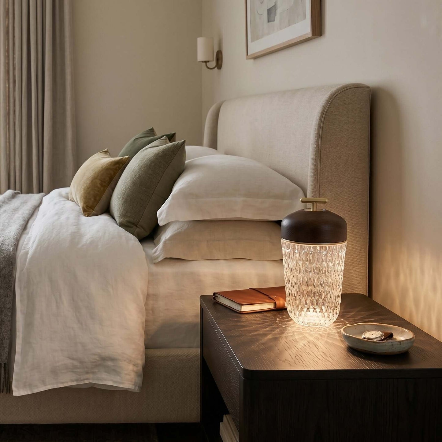 Portable Ambient Table Lamp with Crystal Design