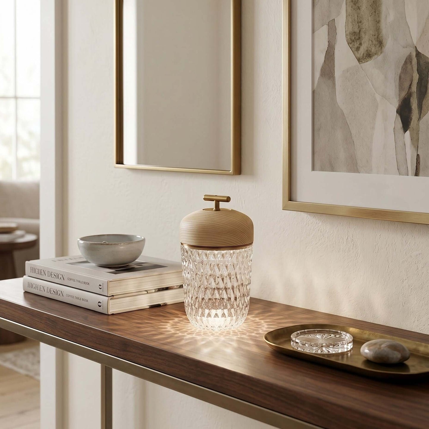 Portable Ambient Table Lamp with Crystal Design