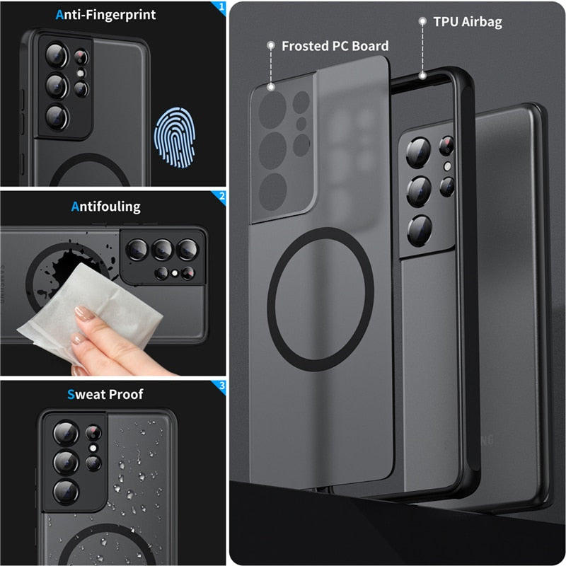 Magnetic Phone Case for Samsung - Shockproof Protection in Various Colors