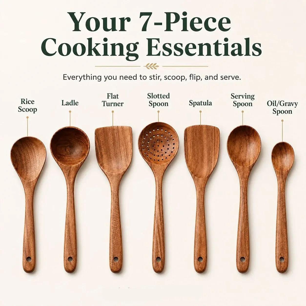 Teak Wood Kitchen Utensil Collection