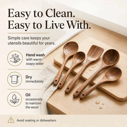 Teak Wood Kitchen Utensil Collection