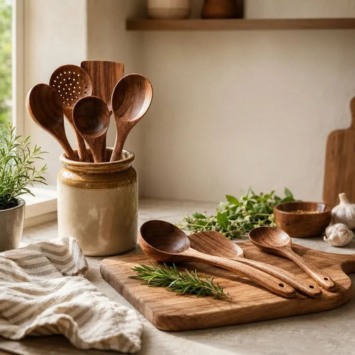 Teak Wood Kitchen Utensil Collection