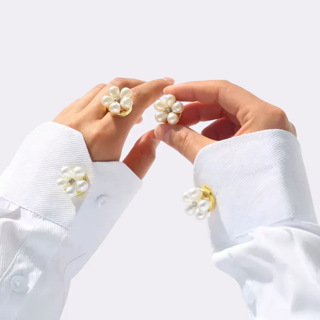 Elegant Pearl Blossom Brooch Clip for Open Blouses & Deep Necklines