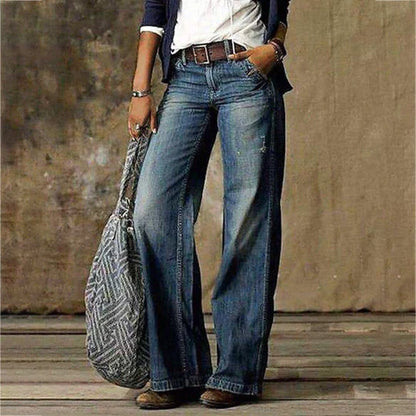 High-Waisted Wide Leg Vintage Denim Jeans