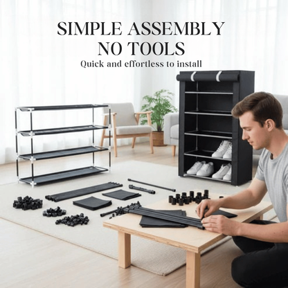 Freestanding Shoe Organizer with Dust Cover | Tool-Free Assembly | ShoeKeeper