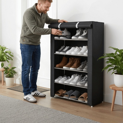 Freestanding Shoe Organizer with Dust Cover | Tool-Free Assembly | ShoeKeeper