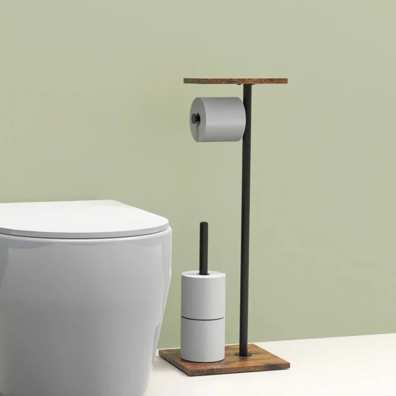 Free-Standing Toilet Paper Holder with Handy Storage