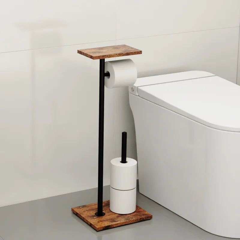 Free-Standing Toilet Paper Holder with Handy Storage
