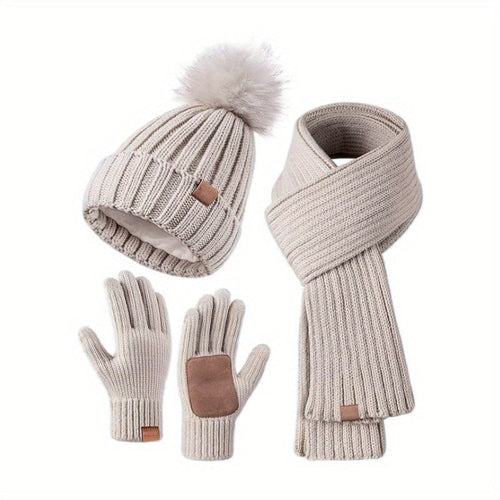 3-in-1 Winter Accessories Set: Beanie, Scarf, and Mittens