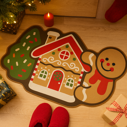 Cozy Non-Slip Christmas Rug – Frostholm Gingerbread Design for Holiday Decor