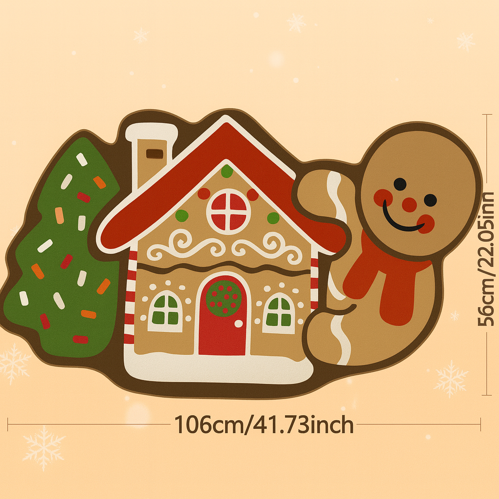 Cozy Non-Slip Christmas Rug – Frostholm Gingerbread Design for Holiday Decor
