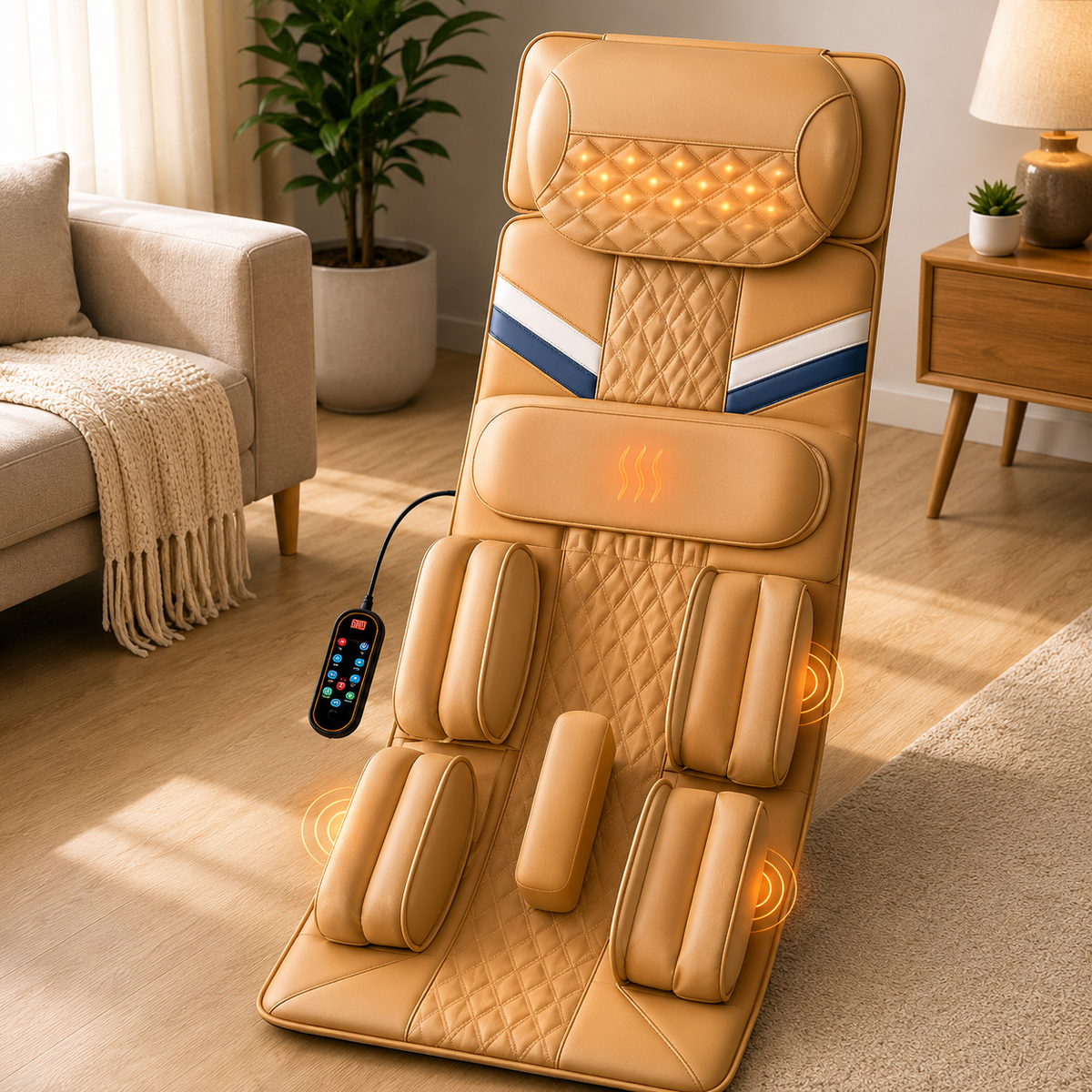Heat and Air Compression Massage Mat for Full Body Relief with Remote