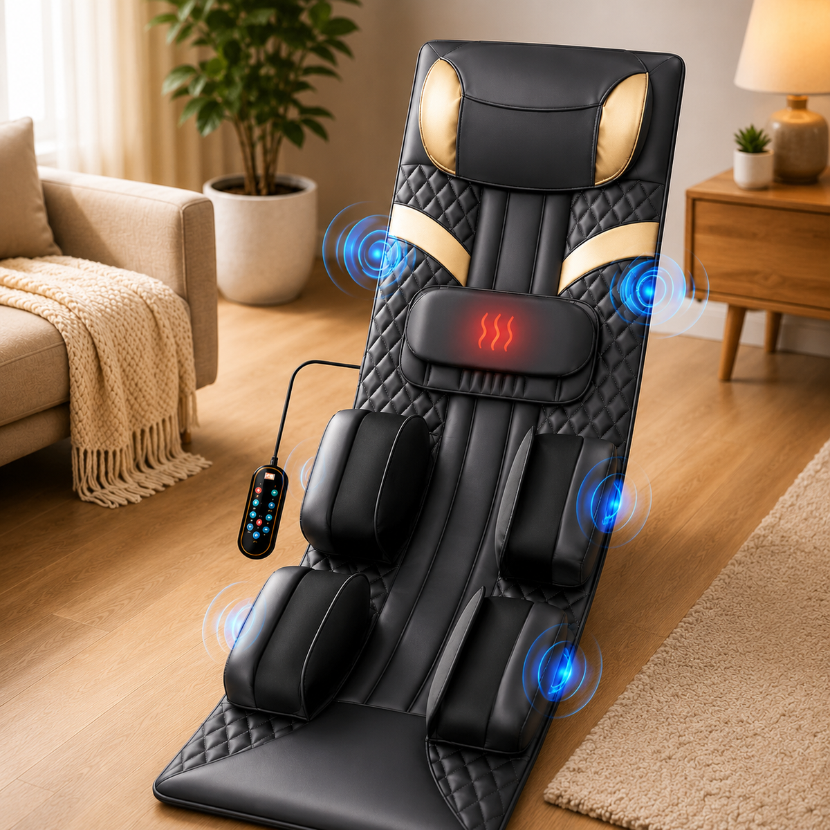 Heat and Air Compression Massage Mat for Full Body Relief with Remote