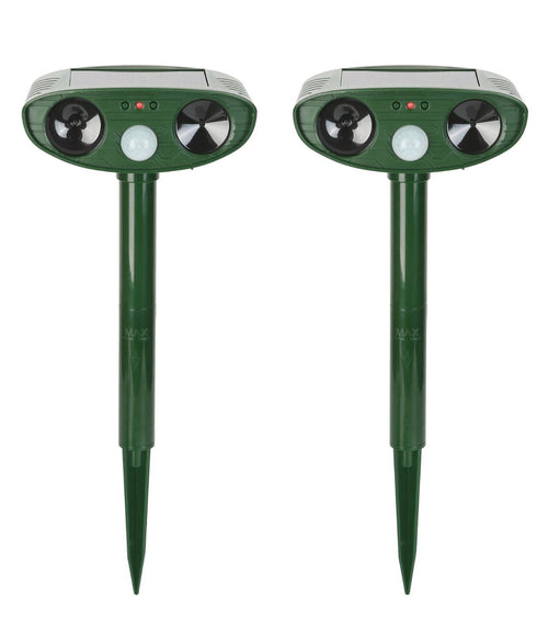 Motion Sensor Solar Ultrasonic Animal Deterrent, 2-Pack, Weather-Resistant for Garden and Lawn