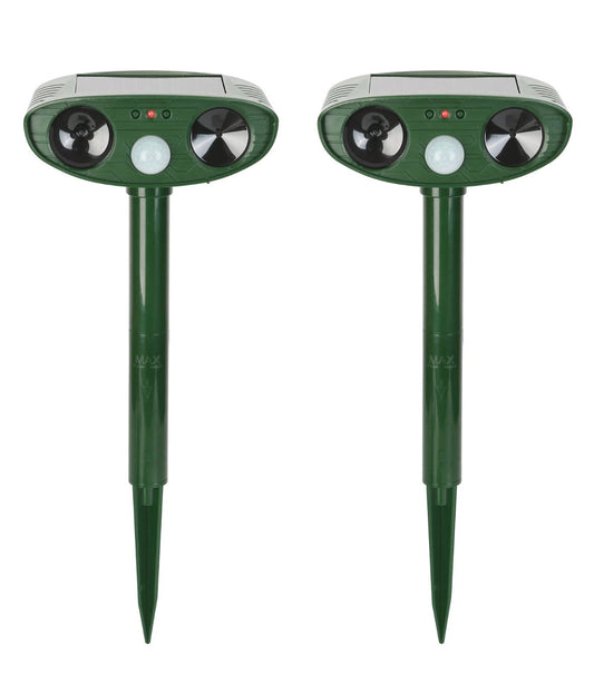 Motion Sensor Solar Ultrasonic Animal Deterrent, 2-Pack, Weather-Resistant for Garden and Lawn