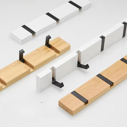 Sleek Bamboo Wall Hook Organizer with Flip Hooks