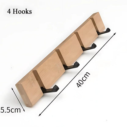 Sleek Bamboo Wall Hook Organizer with Flip Hooks