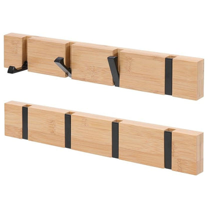 Sleek Bamboo Wall Hook Organizer with Flip Hooks