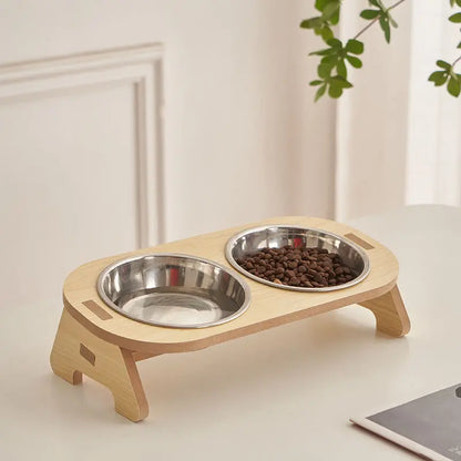 Elevated Pet Feeding Station with Stainless Steel Bowls