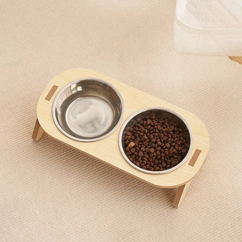 Elevated Pet Feeding Station with Stainless Steel Bowls