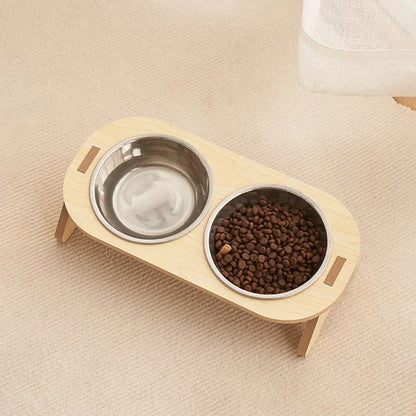 Elevated Pet Feeding Station with Stainless Steel Bowls