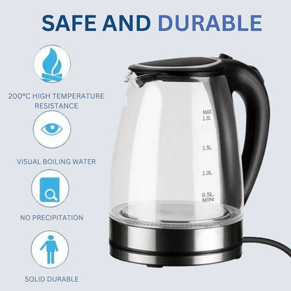 1.8L Electric Glass Kettle Featuring LED Light