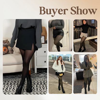 Chic Thermal Tights with Fleece Lining | Stylish Winter Legwear | High-Waisted & Body-Shaping | Sizes M–2XL