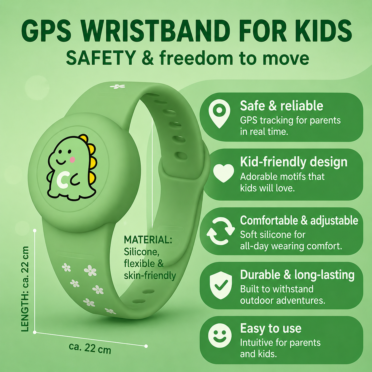 Child Safety Tracker | Adjustable Silicone Band | KidGuardian