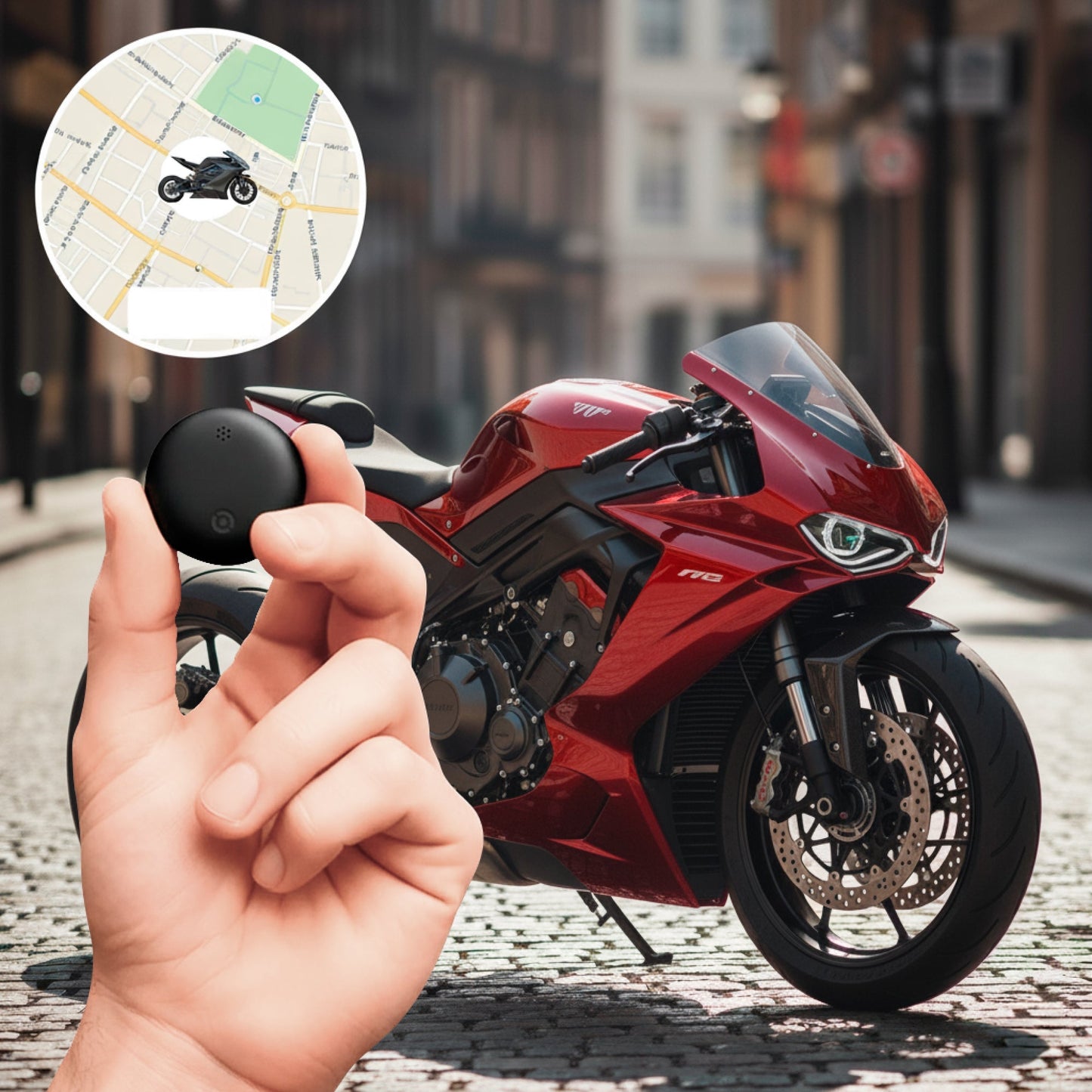 GPS Motorcycle Tracker - No Subscription, Works with Android & iOS