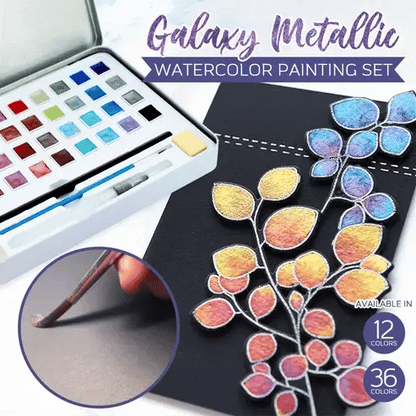 Metallic Watercolor Painting Set - Highly Pigmented Shimmer Colors, Fast Drying
