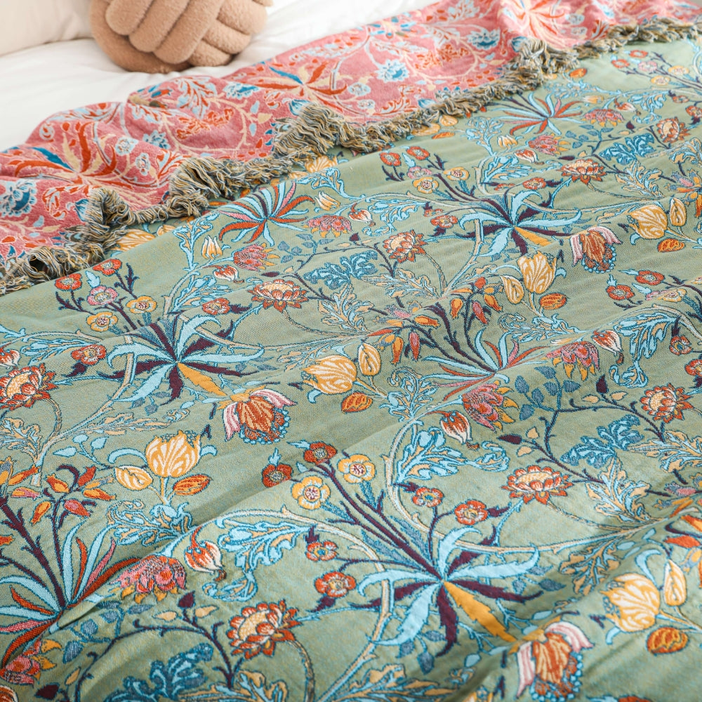 Botanical Bliss Reversible Cotton Throw Blanket