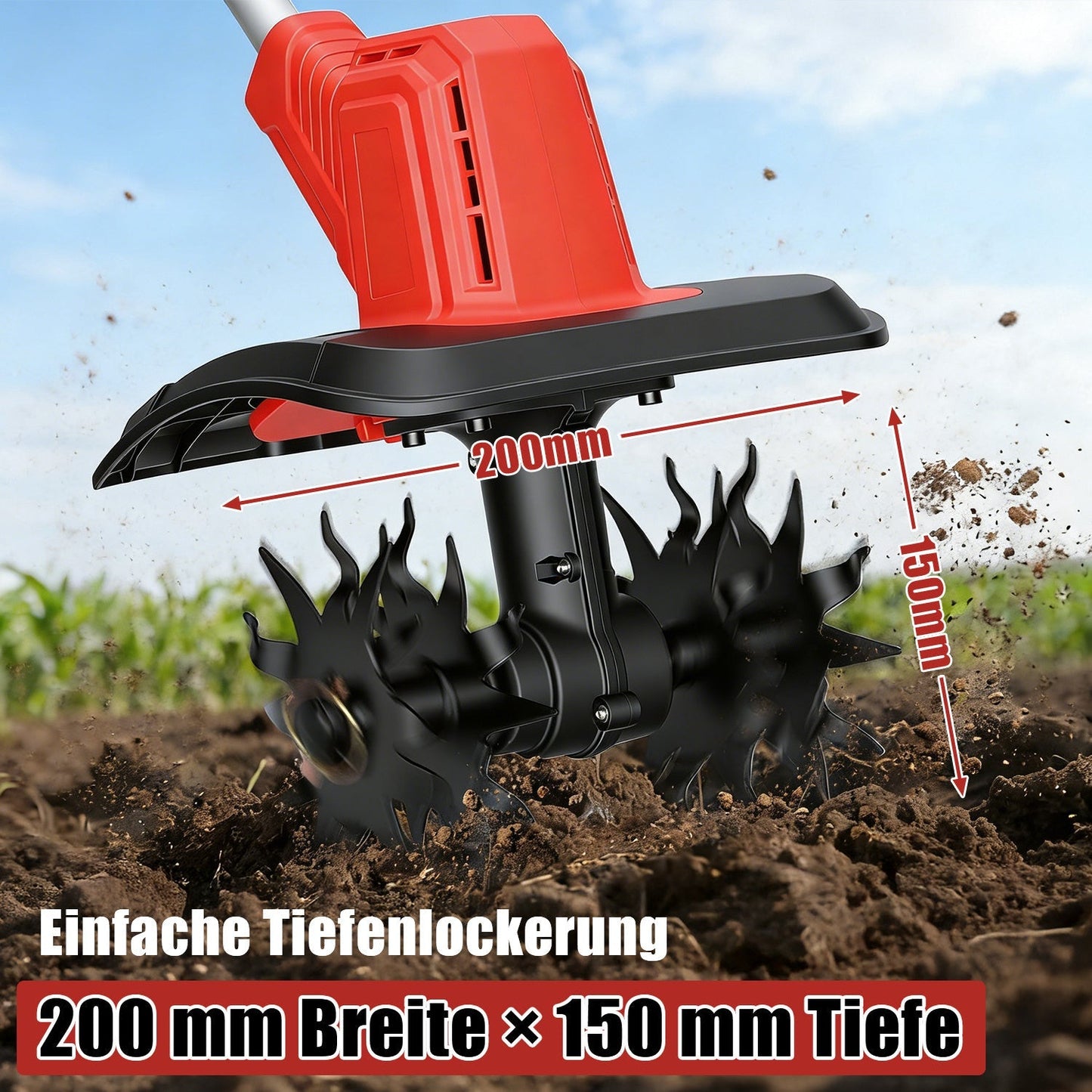 Portable Garden Tiller 400W with 2 Batteries