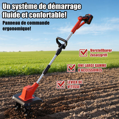 Portable Garden Tiller 400W with 2 Batteries