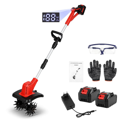 Portable Garden Tiller 400W with 2 Batteries