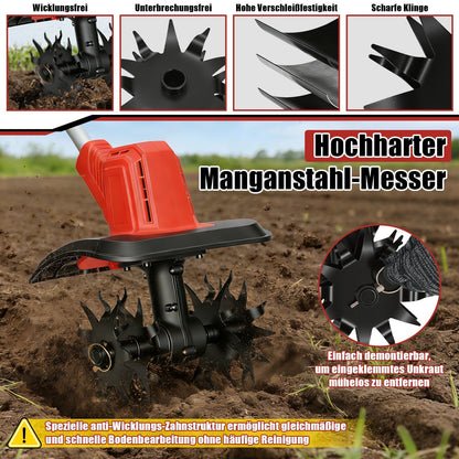 Portable Garden Tiller 400W with 2 Batteries