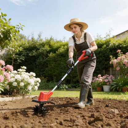 Portable Garden Tiller 400W with 2 Batteries