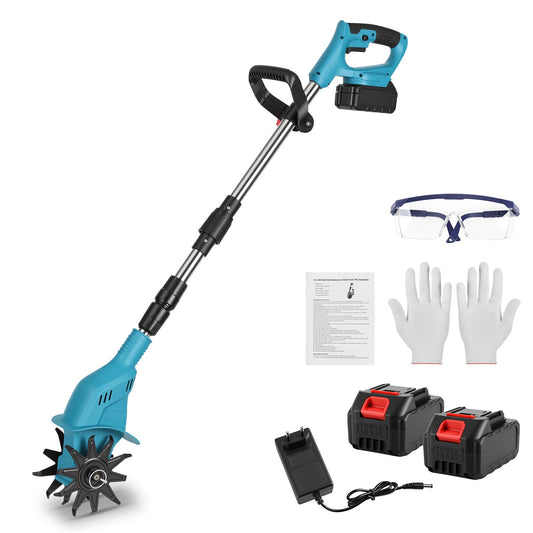 550W Cordless Garden Tiller with Dual Batteries