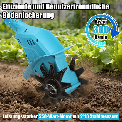 Portable 550W Garden Cultivator with Two Batteries