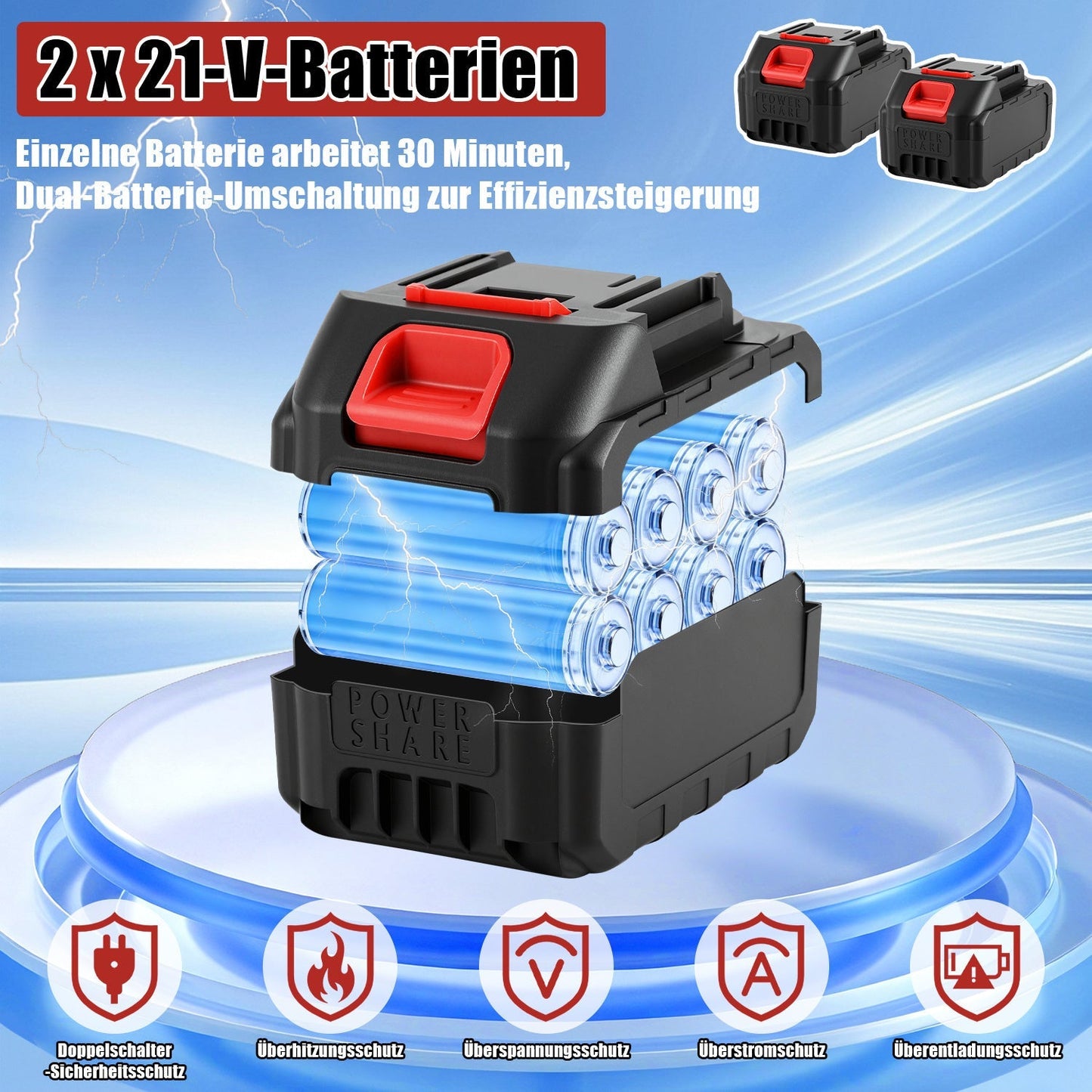Portable 550W Garden Cultivator with Two Batteries