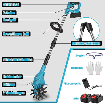 Portable 550W Garden Cultivator with Two Batteries