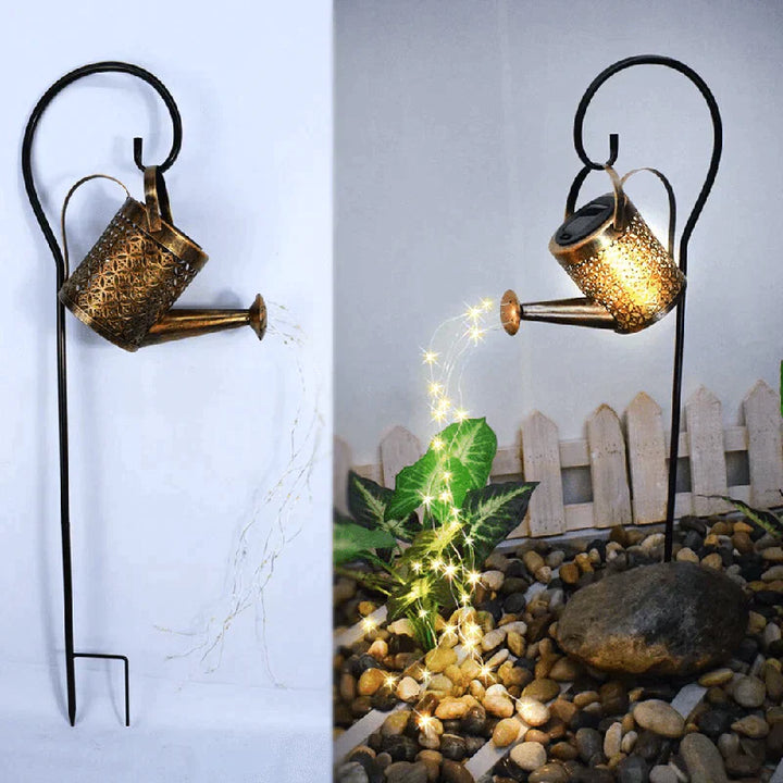 Solar-Powered Garden Lantern | Watering Can Design | Gentle Raindrop Light Effect