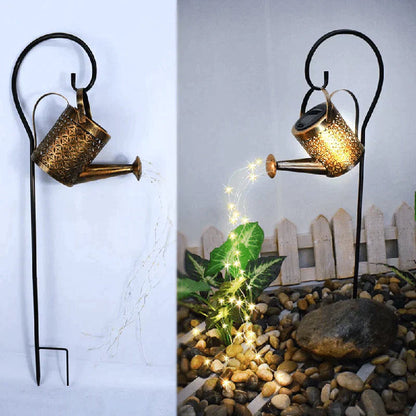 Solar-Powered Garden Lantern | Watering Can Design | Gentle Raindrop Light Effect