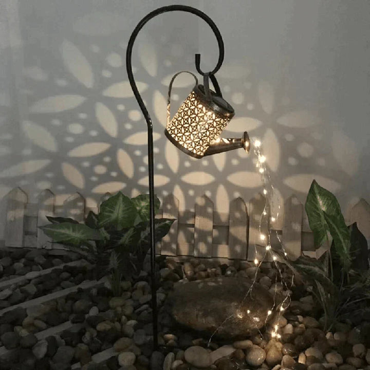 Solar-Powered Garden Lantern | Watering Can Design | Gentle Raindrop Light Effect