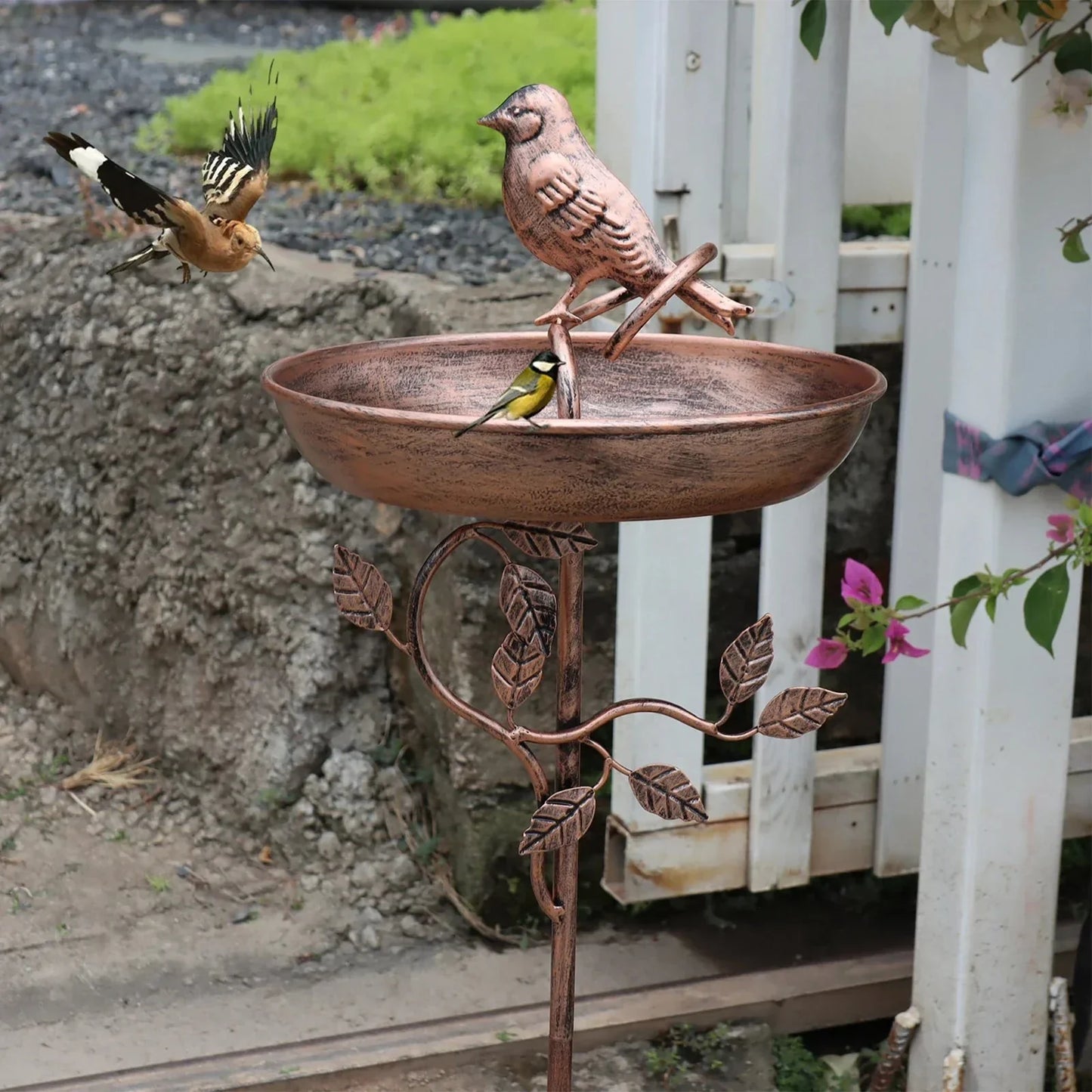Elegant Bird Bath with Sturdy Ground Spike for Your Garden