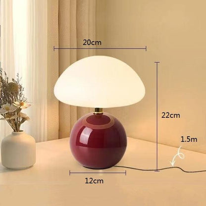 Mushroom-Shaped Table Light in Cream for Retro Bedroom Decor