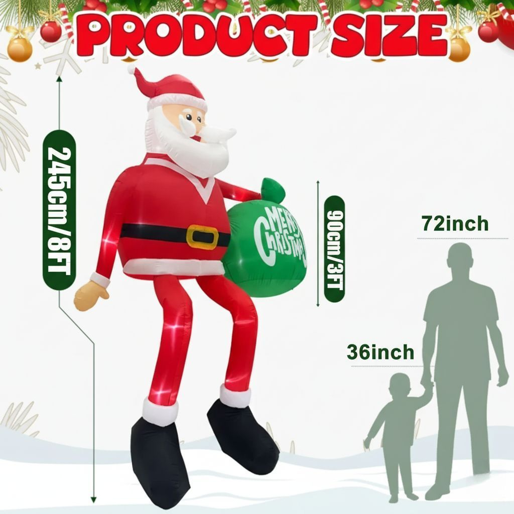 Outdoor Decoration - Inflatable Gnome for Climbing, 2.4m LED