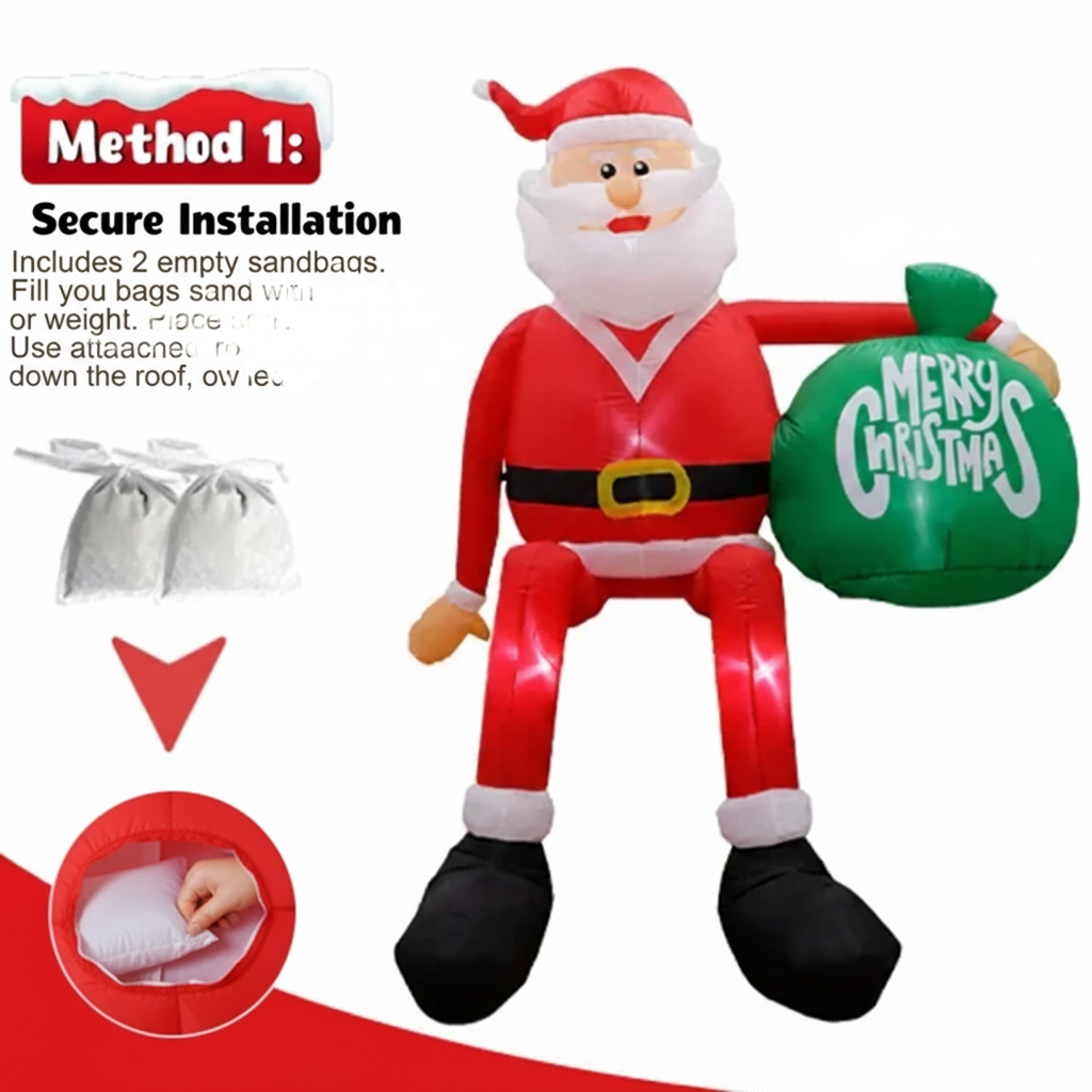 Outdoor Decoration - Inflatable Gnome for Climbing, 2.4m LED