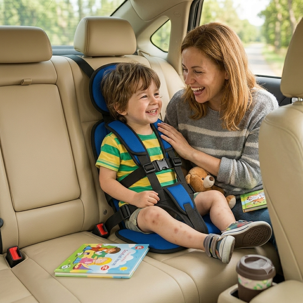 Portable Child Booster Seat with Safety Belt for Travel