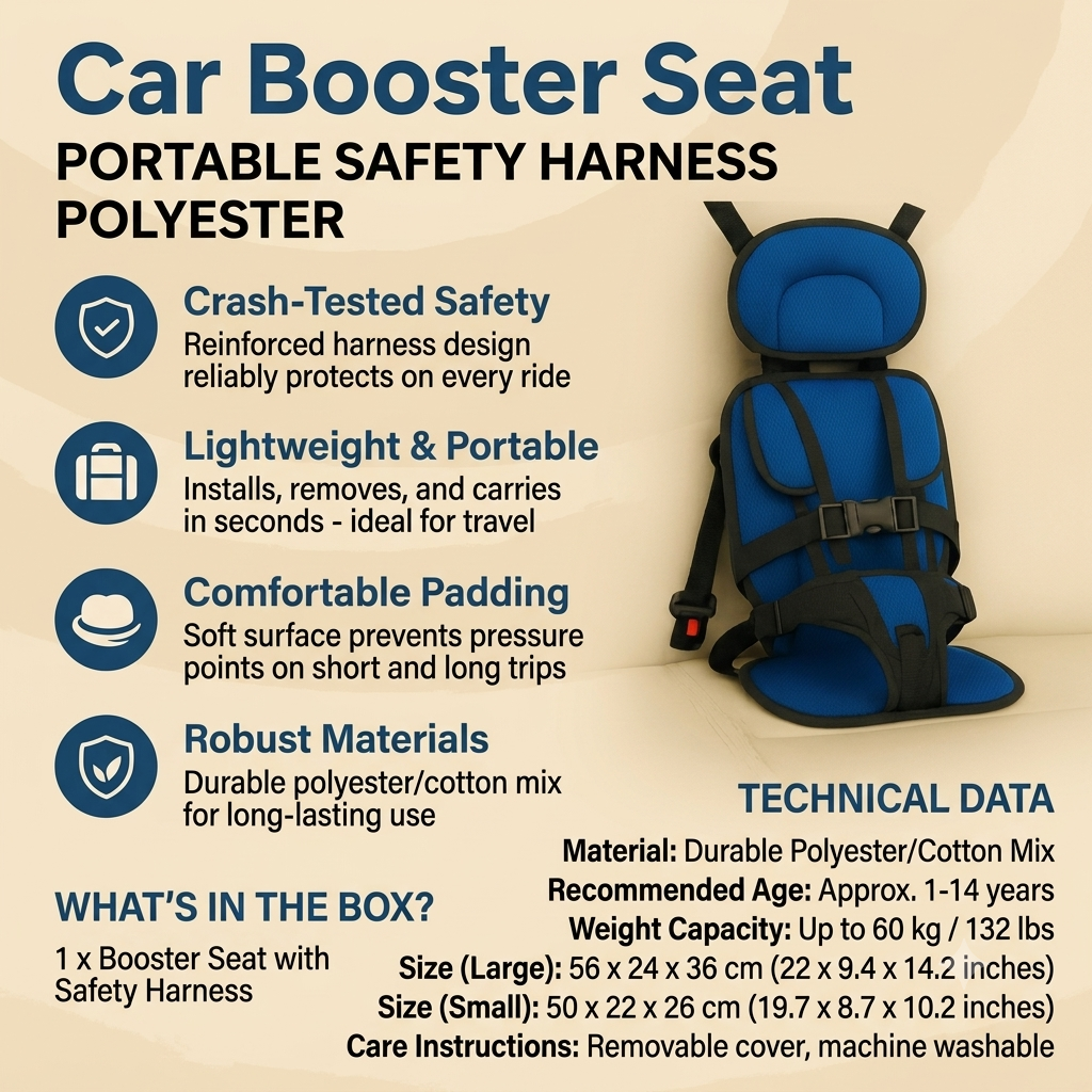 Portable Child Booster Seat with Safety Belt for Travel