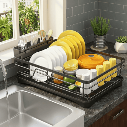 Dish Drying Rack with Convenient Drip Tray Feature